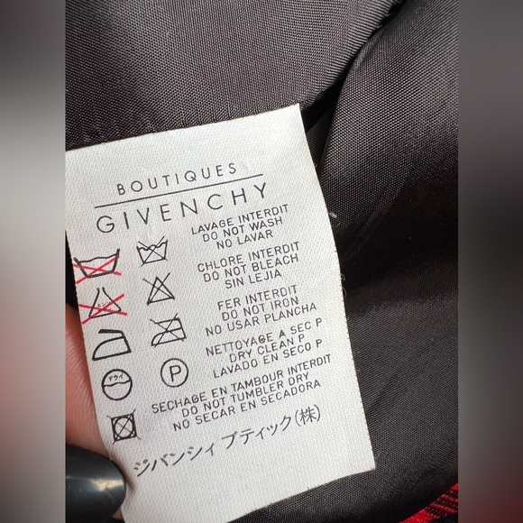 Vintage GIVENCHY Boutiques Blazer Single Breasted Red Black Houndstooth Wool 36 - Picture 15 of 15